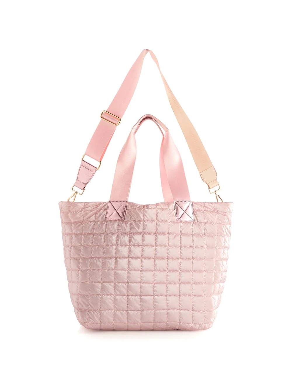 Shiraleah Quilted Pink Tote Bag with Adjustable Strap